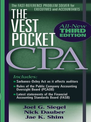 The Vest Pocket Cpa By Joel G Siegel 183 Overdrive Ebooks